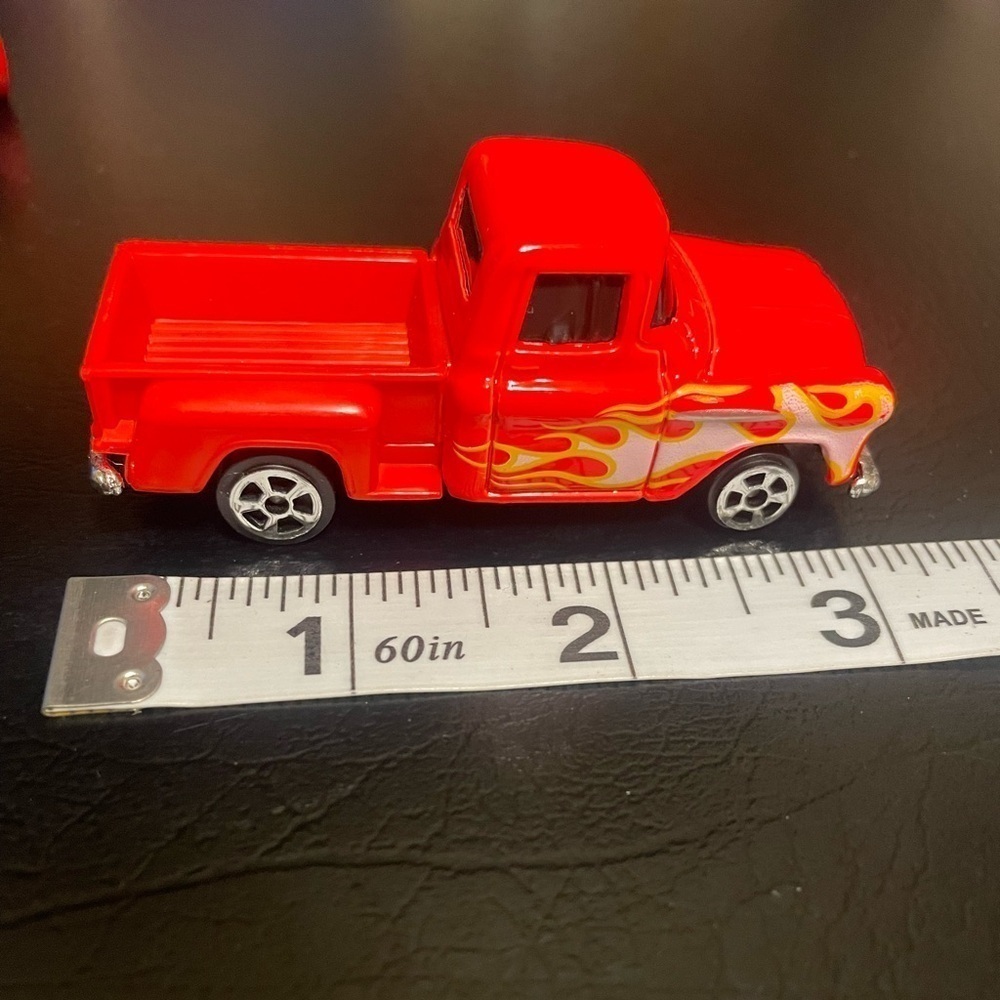 Hot wheels red set of 3 cars Chevy fire truck race car toy cars 1957 Chevrolet - Picture 10 of 15